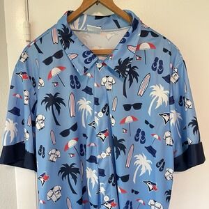 Toronto Blue Jays Shirt Men XL Blue MLB Hawaiian‎ TD Bank Promotion SGA